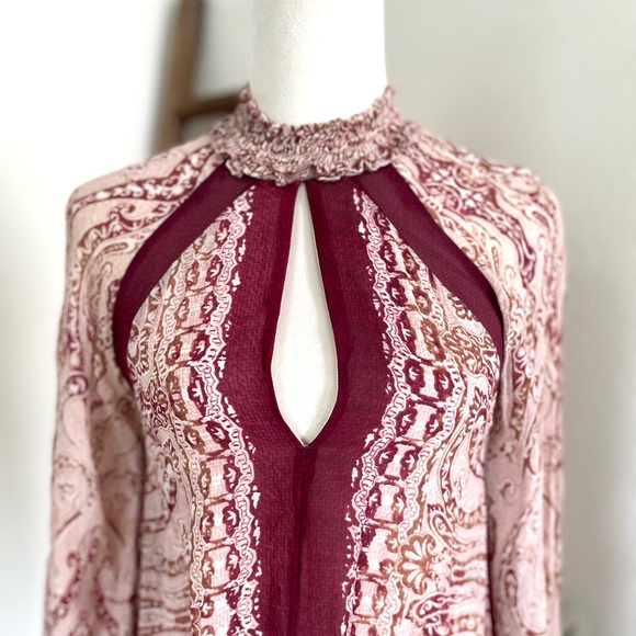 BCBG MaxAzria 100% Silk Maxi Dress Long Sleeve - Picture 3 of 6